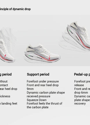 361 Degrees FLAME 3.0 Men Women Running Shoes Carbon Plate Racing Rebound Stable Breathable Wear-resistant Sneakers 672412207 PlatiNum