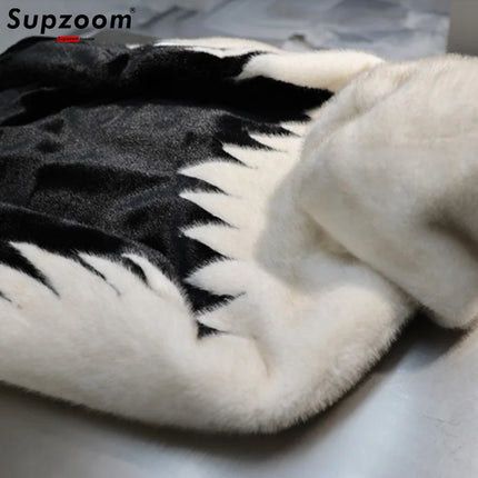 Supzoom 2024 New Arrival Imitation Rabbit Hair Cotton Top Fashion Loose Hip Hop Casual Embroidery Warm Winter Jackets Coats
