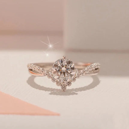 Anelli di Lusso con Zirconi per Coppie, Regolabili, per Donne e Uomini, Gioielli Delicati per Matrimonio, Anniversario, Fidanzamento, Idee Regalo PlatiNum