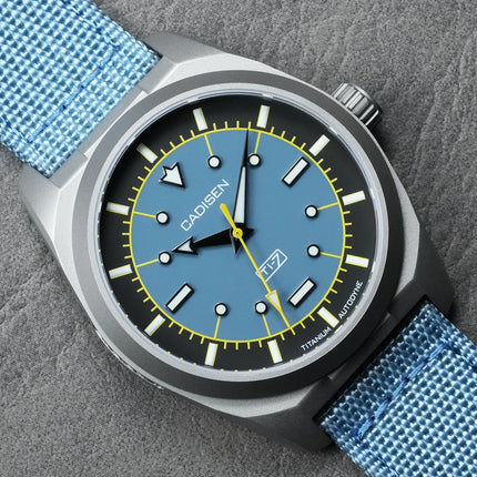 CADISEN TI-7 Autodyne Titanium Steel Automatic Mechanical Canvas Wristwatch MIYOTA 8215 Luminous Sapphire Waterproof Man Watches