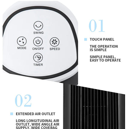 Ventilatore a Torre 2026 Nuovo Modello Aggiornato, Ventilatore da Terra, Ventilatore Verticale Silenzioso Senza Pale, Compagno per Condizionatore d'Aria, Ventilatore Elettrico Domestico Senza Pale