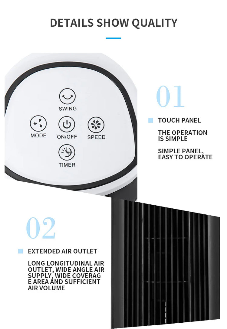 Ventilatore a Torre 2026 Nuovo Modello Aggiornato, Ventilatore da Terra, Ventilatore Verticale Silenzioso Senza Pale, Compagno per Condizionatore d'Aria, Ventilatore Elettrico Domestico Senza Pale