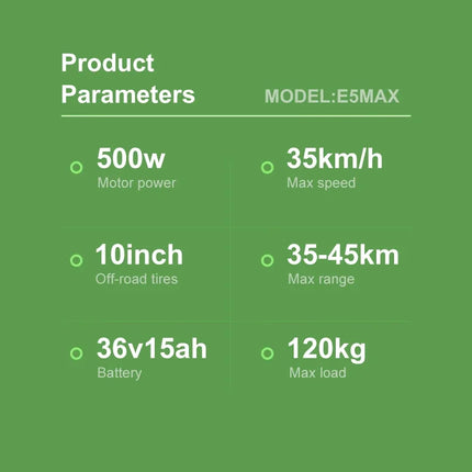 Monopattino Elettrico Wildstride 350W/500W con Motore Potente, Autonomia 30&45km, Batteria 15ah, Pneumatici da 10 Pollici, Velocità 35km/h, Pieghevole, App Intelligente, per Adulti, Modello E5max