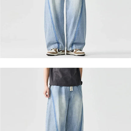 Pantaloni in denim Hip Hop da uomo High Street Autunno Pantaloni a gamba larga Uomo Casual Harajuku Jeans dritti Uomo Pantaloni cargo oversize larghi