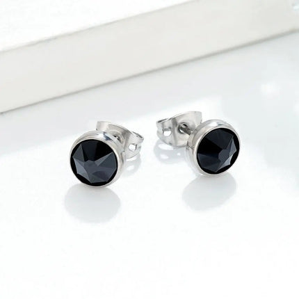 Orecchini Ipoallergenici in Titanio G23 per Uomo e Donna, con Cristalli Neri, 3mm 4mm 5mm 8mm platinumshop