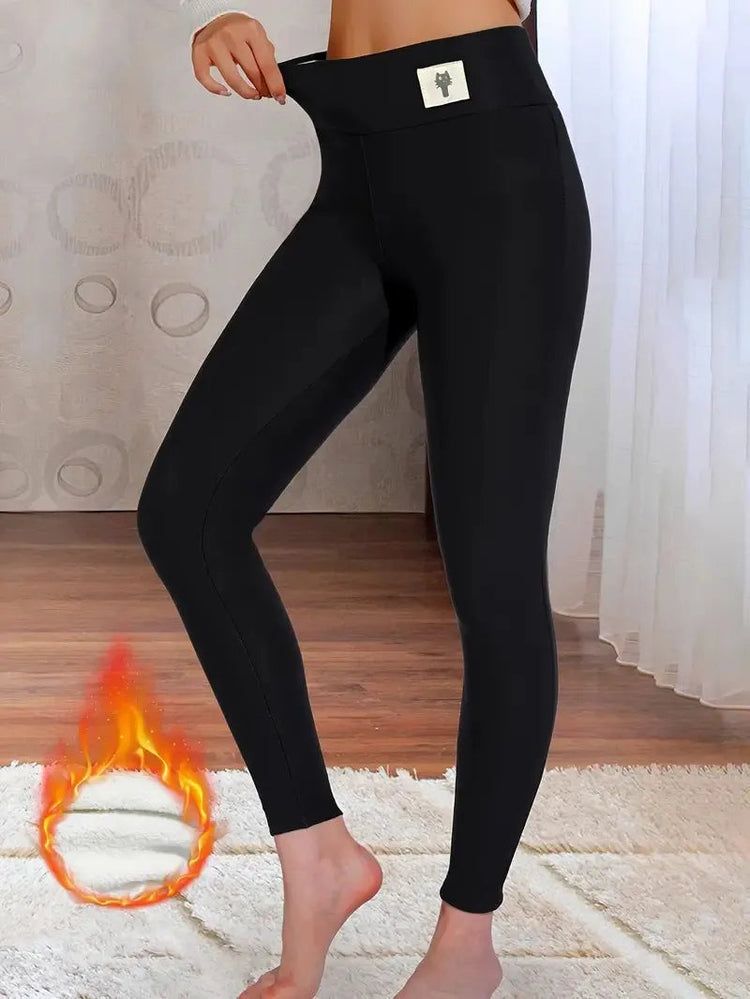 Winter Thicken Warm Leggings Women Lamb Cashmere Joggers High Waist Fleece Elastic Tights Warm Tights Pants Slim Velvet Legging PlatiNum