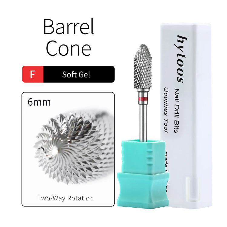 HYTOOS Bullet Carbide Nail Drill Bits Pro Barrel Cone Acrylic Gel Tips Removal Tool Electric Drills File Manicure Accessories