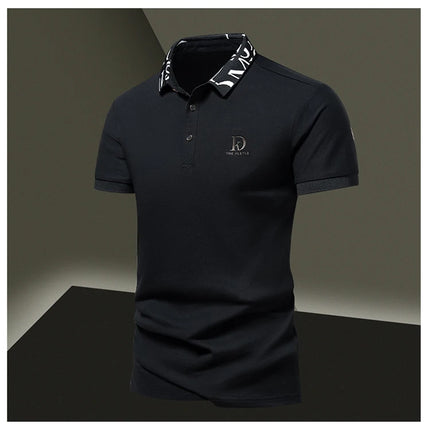 Men's fashionable summer POLO ice silk quick-drying T-shirt short-sleeved solid color loose fit business collar