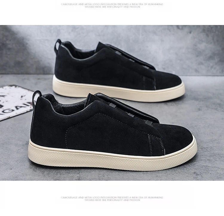 Spring men's thick soled board shoes high-quality suede leather casual sports shoes comfortable and fashionable low top shoes