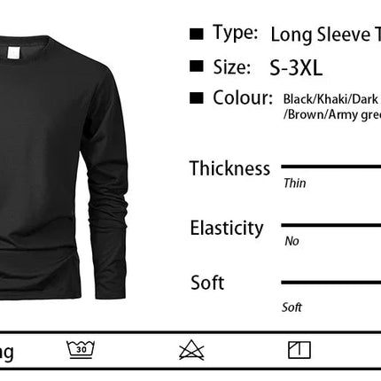 Spring Autumn Men‘s T-shirts Long Sleeve Casual Tops Solid Color High Quality Male T-Shirt Classic Men Clothing PlatiNum