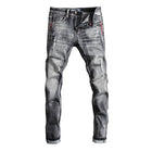 Italian Style Fashion Men Jeans Retro Gray Elastic Slim Fit Ripped Jeans Men Trousers Vintage Designer Casual Denim Pants Hombre PlatiNum
