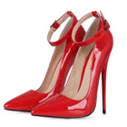 CACA 16cm décolleté da donna con tacchi estremamente alti, scarpe basse Sexy in pelle verniciata, cinturino alla caviglia, nero, rosso, bianco, colori personalizzati, Dropship