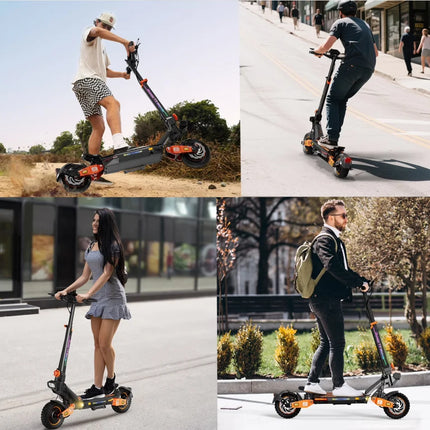 Monopattino Elettrico a Doppio Motore 2400W, Batteria 52V 20.8Ah, Autonomia 65km, Freno a Disco, Pneumatici da 10 Pollici, Pieghevole, Capacità di Carico 200kg
