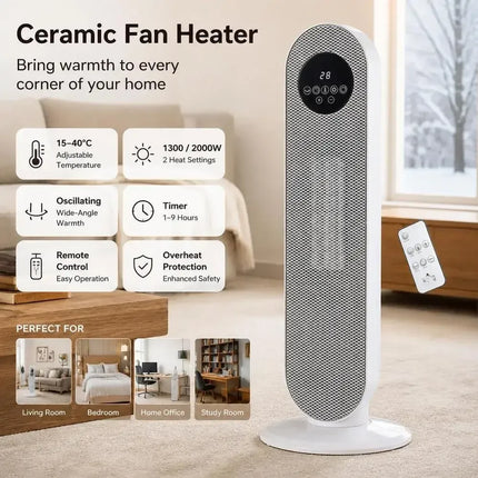 Ceramic Radiator Appoint 21 X 21 X 21 X 63 cm Fast Heating Energy Efficient Ceramic Appoint 63 cm Heater for Living Room Bedroom Office Minimalist Modern Design Portable with Remote Control