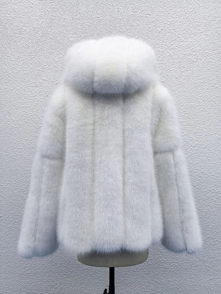 ZADORIN New Luxury Designer Faux Fur Coat Woman Hooded Zipper Furry Warm Winter Faux Fur Jacket Streetwear Fur Coats Woman Tops