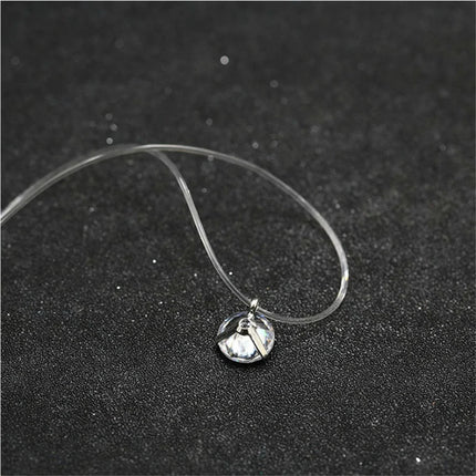 Fashion Shiny Crystal Necklace For Women Female Transparent Fishing Line Round Zircon Choker Minimalist Clavicle Chain Jewelry PlatiNum