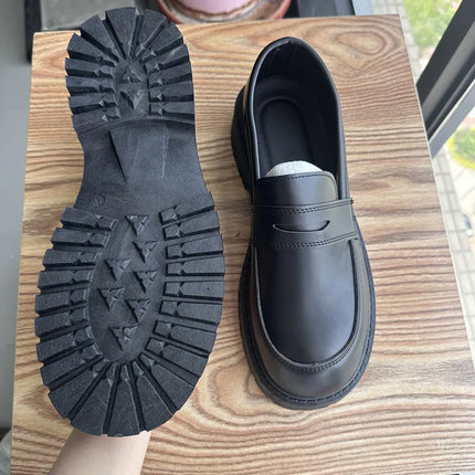 Mocassini STRONGSHEN scarpe da uomo in pelle con suola spessa scarpe da lavoro formali nere in stile britannico scarpe Casual Slip-On di lusso di moda