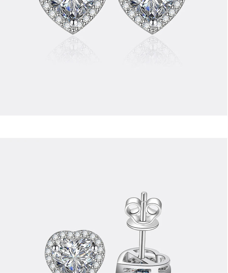 PERFANY 0.5CT-2CT Heart-Shaped Cut Moissanite Earrings For Women S925 Pure Silver Simulated Diamond Earrings Fashion Jewelry PlatiNum
