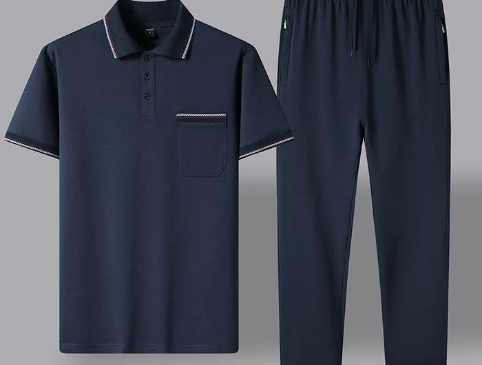 2024 Summer New Comfortable Soft Cotton Fashion Suit Men's Casual Relaxed Breathable Plus Size High Quality Sports Two-Piece Set PlatiNum