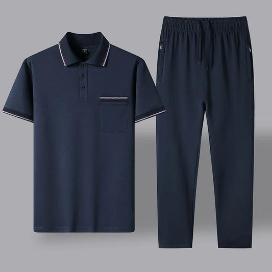 2024 estate nuovo comodo vestito di moda in morbido cotone da uomo Casual rilassato traspirante Plus Size Set di due pezzi sportivi di alta qualità