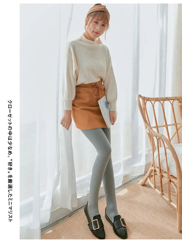 Women's Fall Winter Ribbed Vertical Stripe Thermal Leggings Fleece Thickened  Street Ready Seamless High Waist Thermal Pants PlatiNum