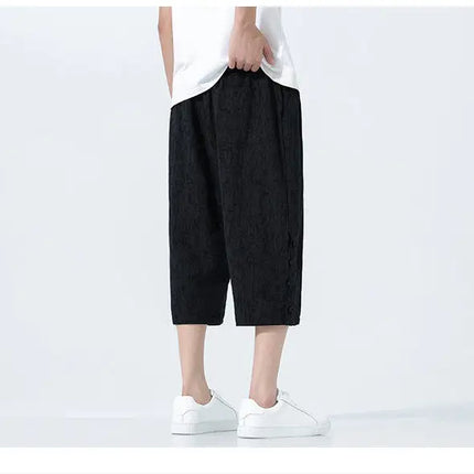 Pantaloncini da uomo Harajuku Kimono retrò Pantaloni da spiaggia comodi e traspiranti Pantaloni casual Harun larghi in cotone stile giapponese da uomo
