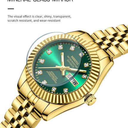 NIBOSI Orologi da donna con diamanti Orologio da donna casual di moda di lusso delle migliori marche Orologio da donna con data settimanale automatica impermeabile Reloj platinumshop
