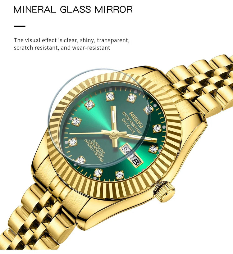 NIBOSI Orologi da donna con diamanti Orologio da donna casual di moda di lusso delle migliori marche Orologio da donna con data settimanale automatica impermeabile Reloj platinumshop