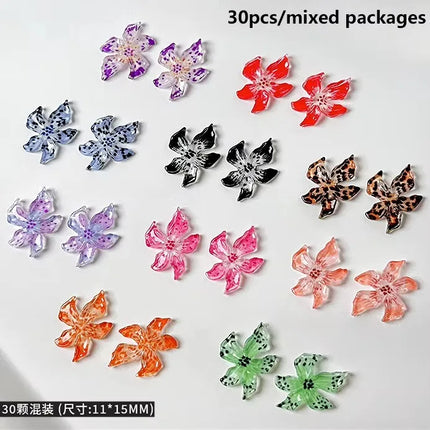 Delicate Dark Red Brown White Rose Flower Leaf Lily Tender Camellia Nail Charms Art Resin Decorations Manicure Tools Accessories