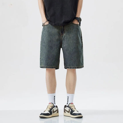 2025 Pantaloncini classici estivi Jeans da uomo Pantaloni in denim Dritto elasticizzato Casual Fresco Sottile Lunghezza al ginocchio Pantaloni giornalieri di marca di moda blu