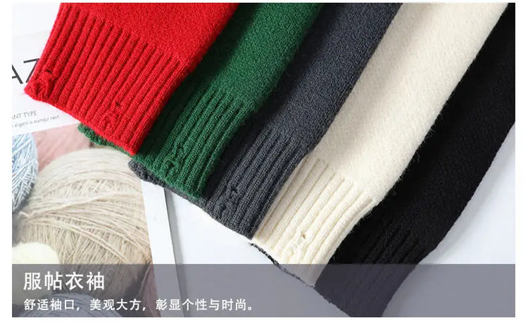 Fashion Mens Warm Knitted Sweaters Patchwork O Neck Knit Pullovers Autumn Winter Korean Streetwear Pullover Casual Mens Clothing