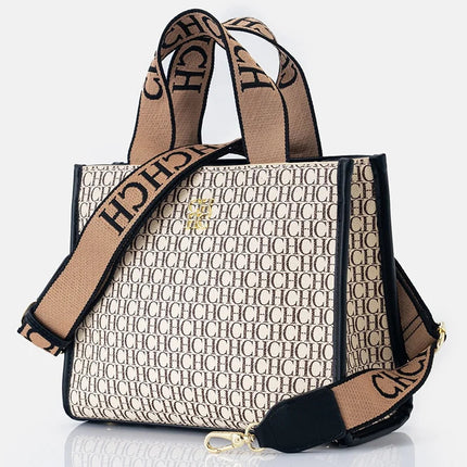 CHCH Fashion Monogram Print High Quality Metal Logo Casual Light Luxury Brand Designer 2025 New Women's Handbag bolsos mujer PlatiNum