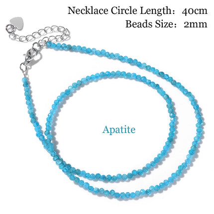 Mini Stone Beaded Necklace 2mm Faceted Natural Agat Quartzs Necklaces Female Fashion Party Choker for Women Girls Jewelry Gift PlatiNum