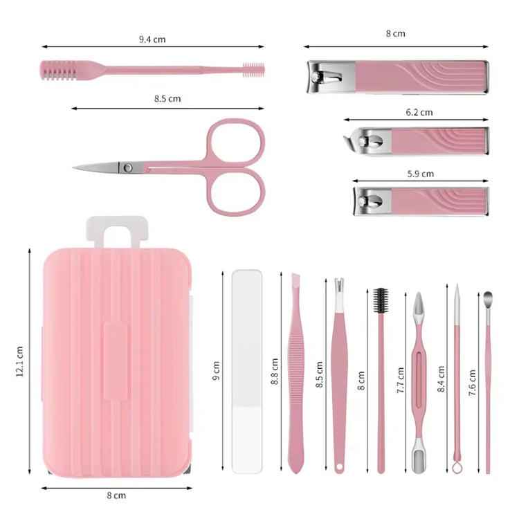 12 Pcs Manicure Set Stainless Steel Nail Clipper Kit with Travel Case Pedicure Grooming Tools 12 in 1 Portable Nail Care Durable Toenail Trimmer Fingernail Cutter for Thanksgiving Team Employee Appreciation Holiday Present