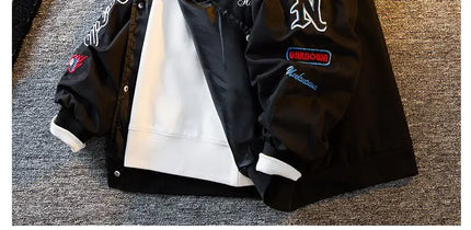 Men's Jacket High Street Vintage Retro Locomotive Baseball Uniform Spring Autumn Loose Single-breasted Embroidered Jackets