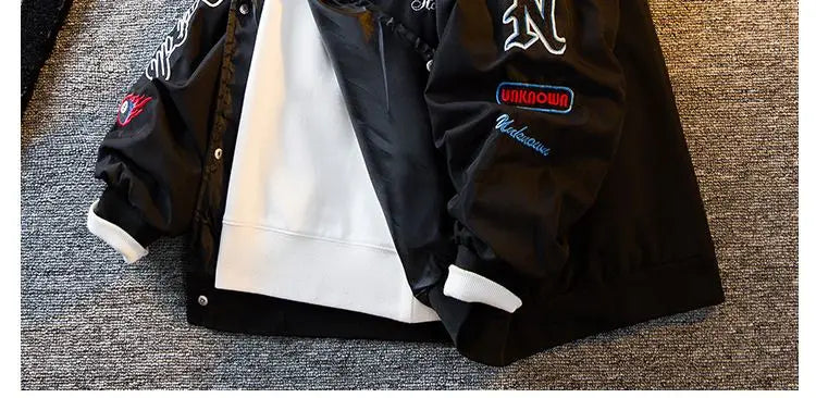 Men's Jacket High Street Vintage Retro Locomotive Baseball Uniform Spring Autumn Loose Single-breasted Embroidered Jackets