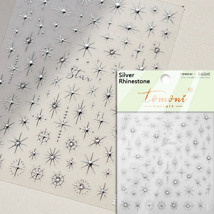 Punk Glitter Powder Blue Pink Star Charm Laser Silver Gold Starlight Rhinestones Moon DIY Nail Art Stickers Manicure Tool Decals