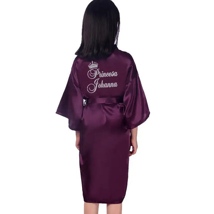 Personalizza Nome Data Ragazza di fiori Kimono Vestaglie Accappatoi da sposa Pigiama Abito per bambini + cintura Camicia da notte Brial Party Kid Robe platinumshop