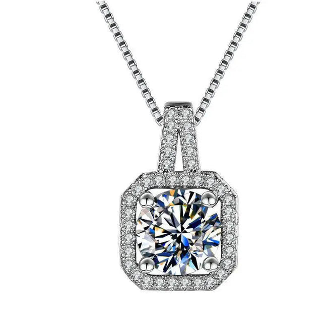 925 Sterling Silver Necklace For Women Round Pendent Sparkling Pave CZ Necklace Fashion Anniversary Birthday Jewelry Gifts N325 PlatiNum