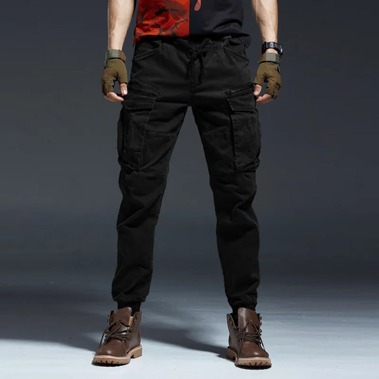 Ankle Length Jogging Pants Men Denim Cotton Pockets Elastic Waist Cargo Pants Men 2020 Winter Thick Tactical Pants