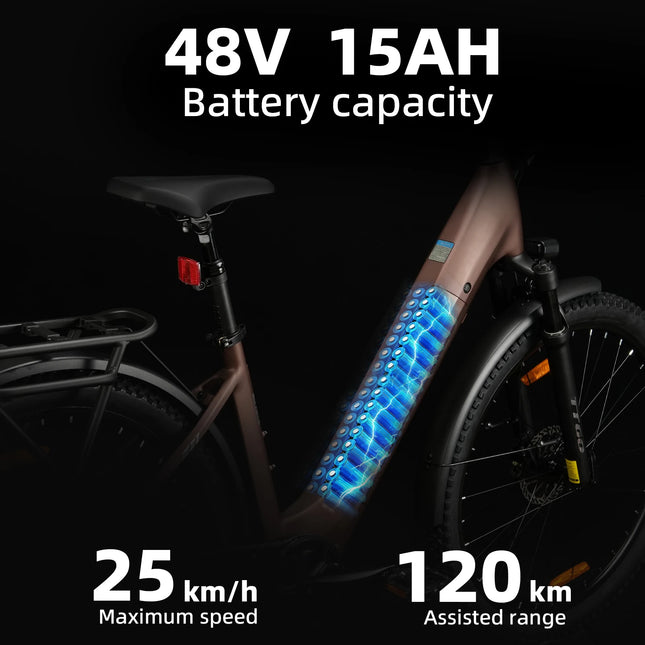 TTGO Z3 27.5x2.4" Electric Bicycle with 250W Motor, 48V15AH Battery, Hydraulic Disc Brakes, Adult E-Bike, City Electric Mountain Bike