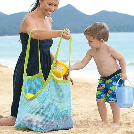 Borsa a rete protettiva per bambini con sabbia, borse portaoggetti per giocattoli da bagno per bambini, borsa da spiaggia grande per asciugamani, borsa per trucco cosmetico da donna