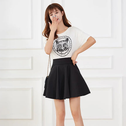 Nuovo nero tasca pantaloncini gonna pantaloni di sicurezza di base da donna gonne scuola svasata casual mini pattinatore medio pieghettato taglie forti 4XL