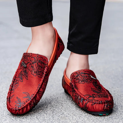 Scarpe da uomo in pelle rosa Designer di lusso Mocassini da uomo casual Mocassini da uomo Traspirante Slip On Flats Guida Zapatillas Hombre