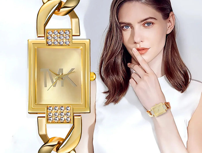 UTHAI Orologio da donna con diamanti quadrati intarsiati quadrati leggeri Orologi al quarzo moda di lusso Orologio da polso da donna con cinturino in metallo Orologio da ragazza platinumshop