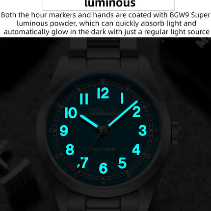 ADDIESDIVE 2026 New Men's Luxury Quartz Watch 100m Water Resistance Sapphire Crystal Japanese Movement BGW9 Blue Lume AD2521