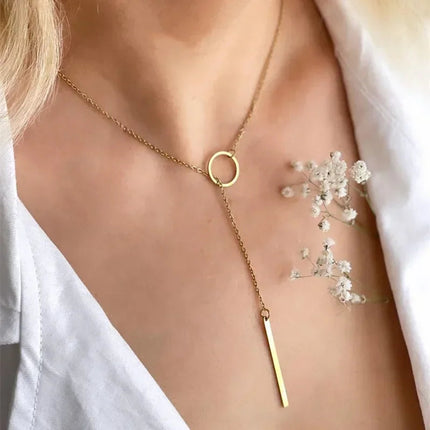 Collana impilabile a tre strati in argento sterling 925 da donna con ciondolo a striscia semplice, gioielli con catena a clavicola ipoallergenica impermeabile PlatiNum