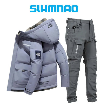 2025 Outdoor Warm Thick Jacket and Tactical Pants, Winter Windproof, Cold-resistant, Warm Fishing, Cycling, Skiing, Clothing 05