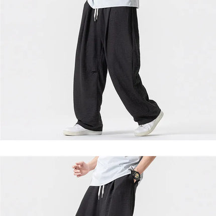 Pantaloni Leggeri e Sottili da Uomo, Traspiranti, Tinta Unita, Stile Harajuku, Gamba Larga, Casual, Oversize, Moda Harem, Streetwear Maschile