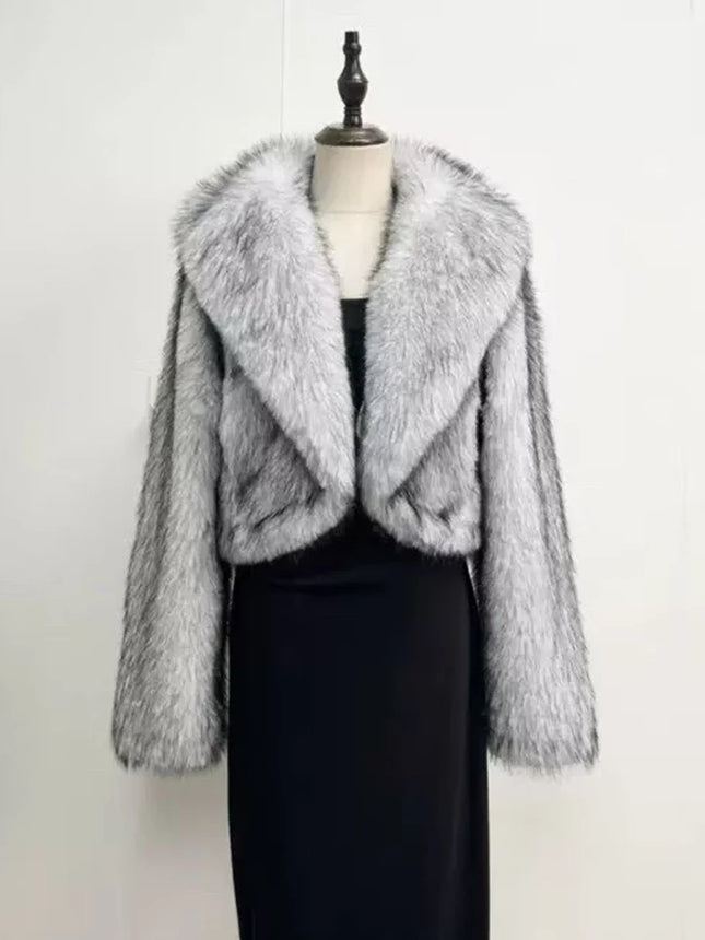 ZADORIN Elegant Big Fur Collar Cardigan Long Sleeve Fluffy Faux Fox Fur Coat Woman Winter Coat Short Fur Jackets For Women Tops